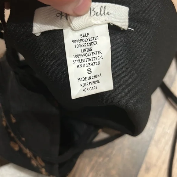 honey belle black embroidered suede open back halter top size small - Picture 8 of 9